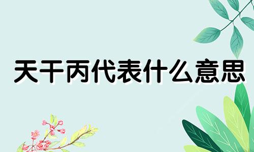 天干丙代表什么意思 八字天干丙