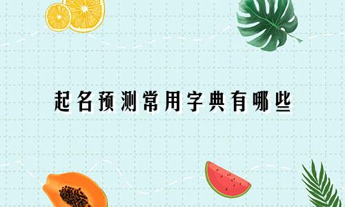 起名预测常用字典有哪些