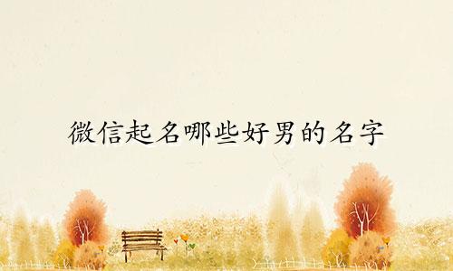 微信起名哪些好男的名字