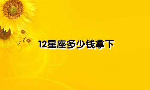 12星座多少钱拿下