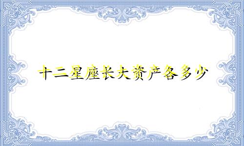 十二星座长大资产各多少